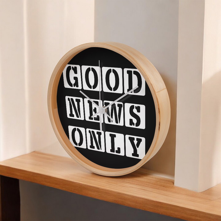 Good News Only (White) Wooden Frame 10" Clock – Gift for Her - Gift for Him