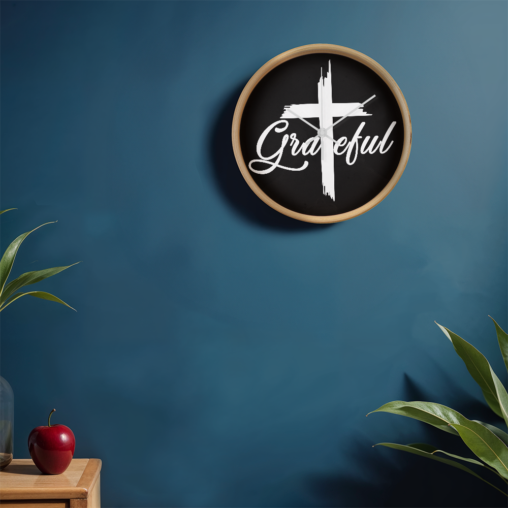 Grateful Wood Frame 10” Clock – Gift for Her - Gift for Him