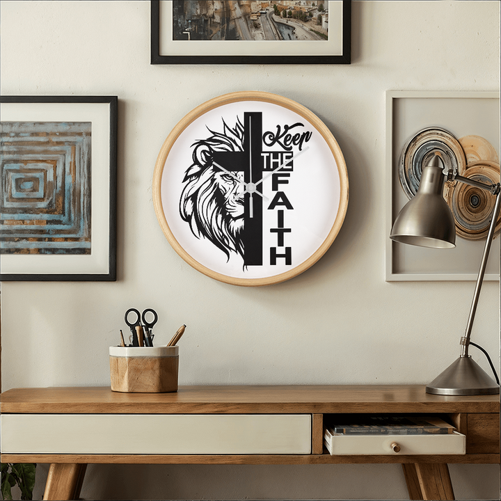 Keep The Faith Wood Frame 10” Clock – Gift for Her - Gift for Him