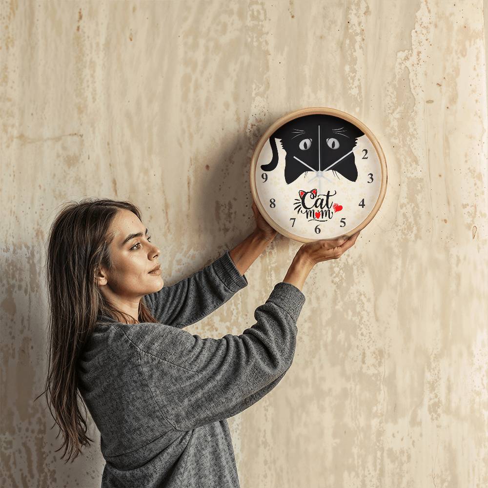Cat Mom – Wooden Frame Clock – Gift for Mom
