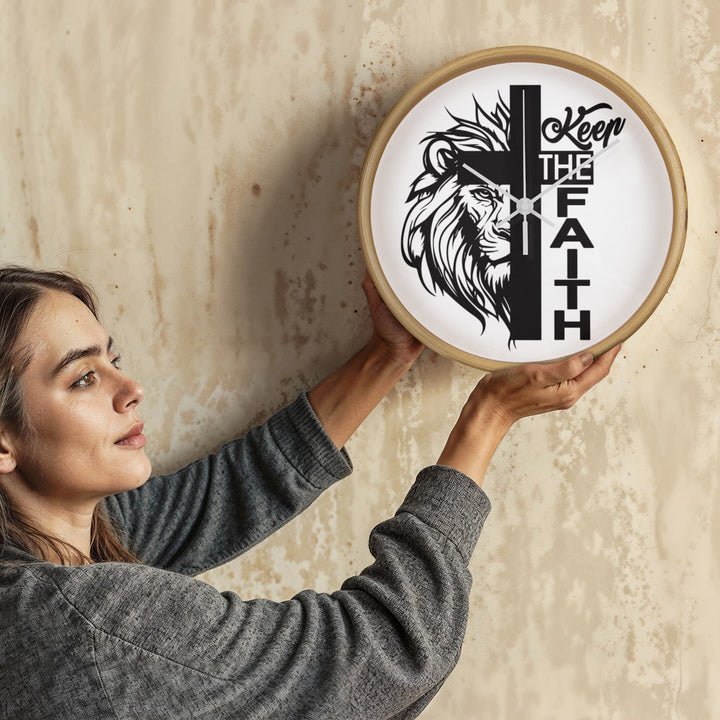 Keep The Faith Wood Frame 10” Clock – Gift for Her - Gift for Him