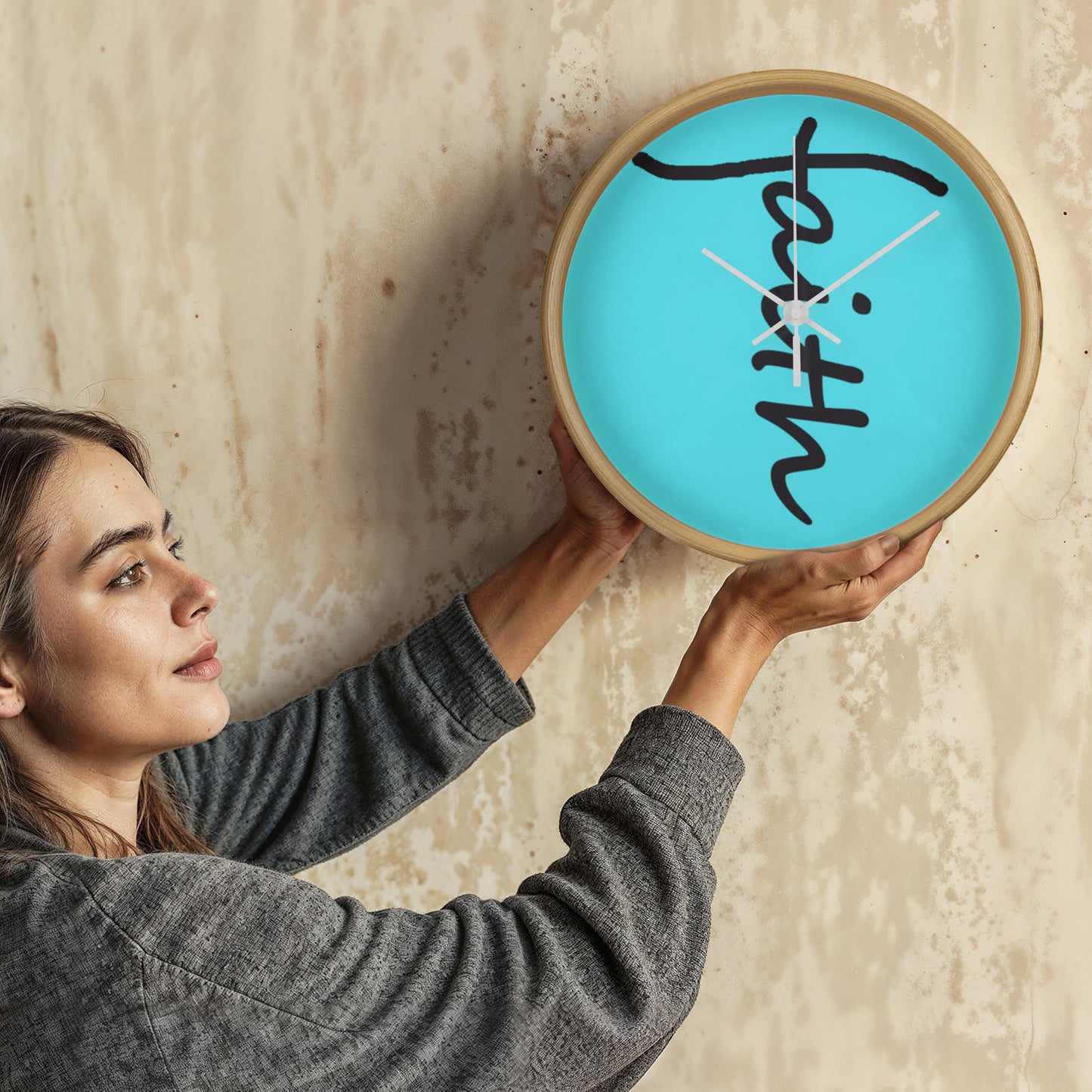 Faith (Black) - Wood Frame 10” Clock - Gift for Her - Gift for Him