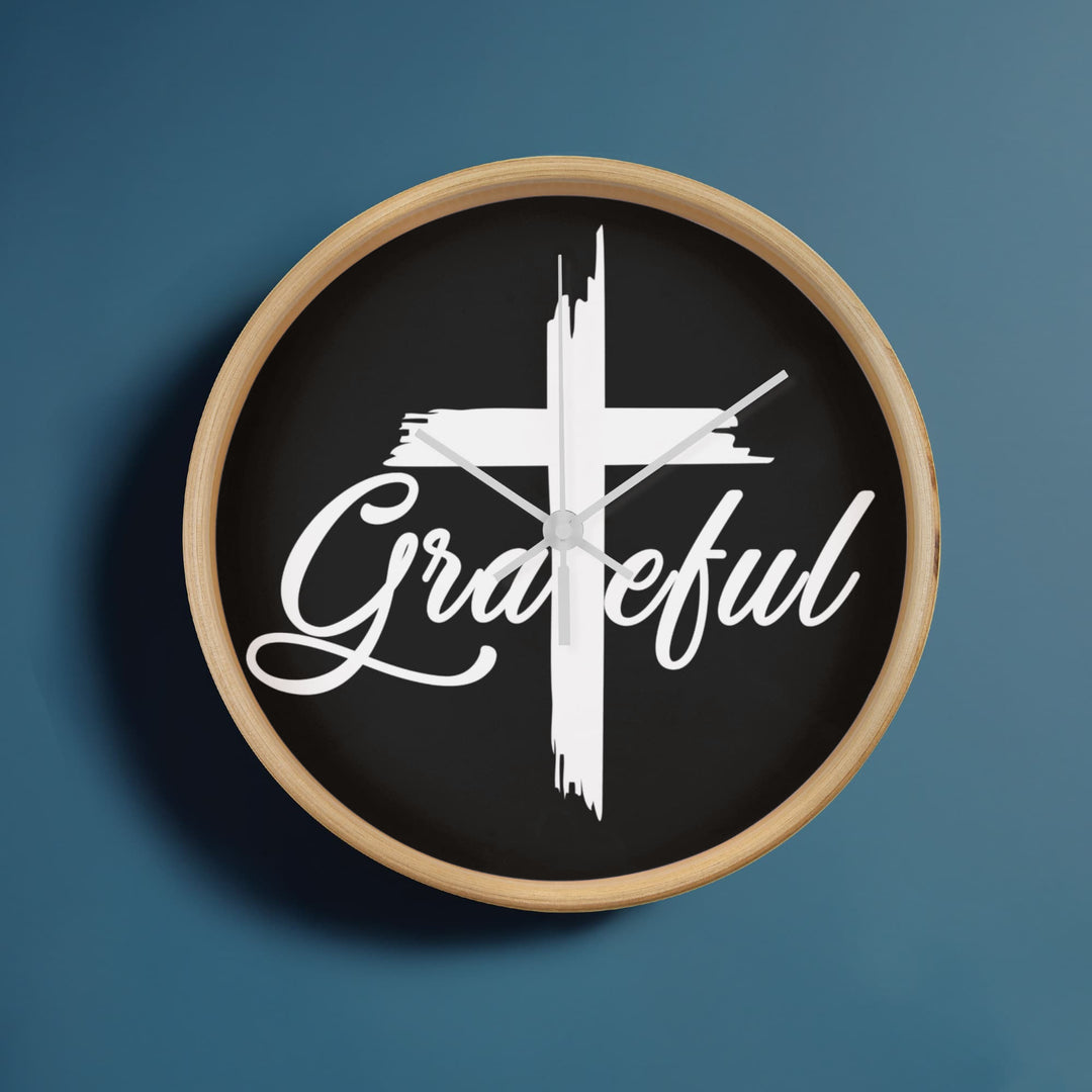 Grateful Wood Frame 10” Clock – Gift for Her - Gift for Him