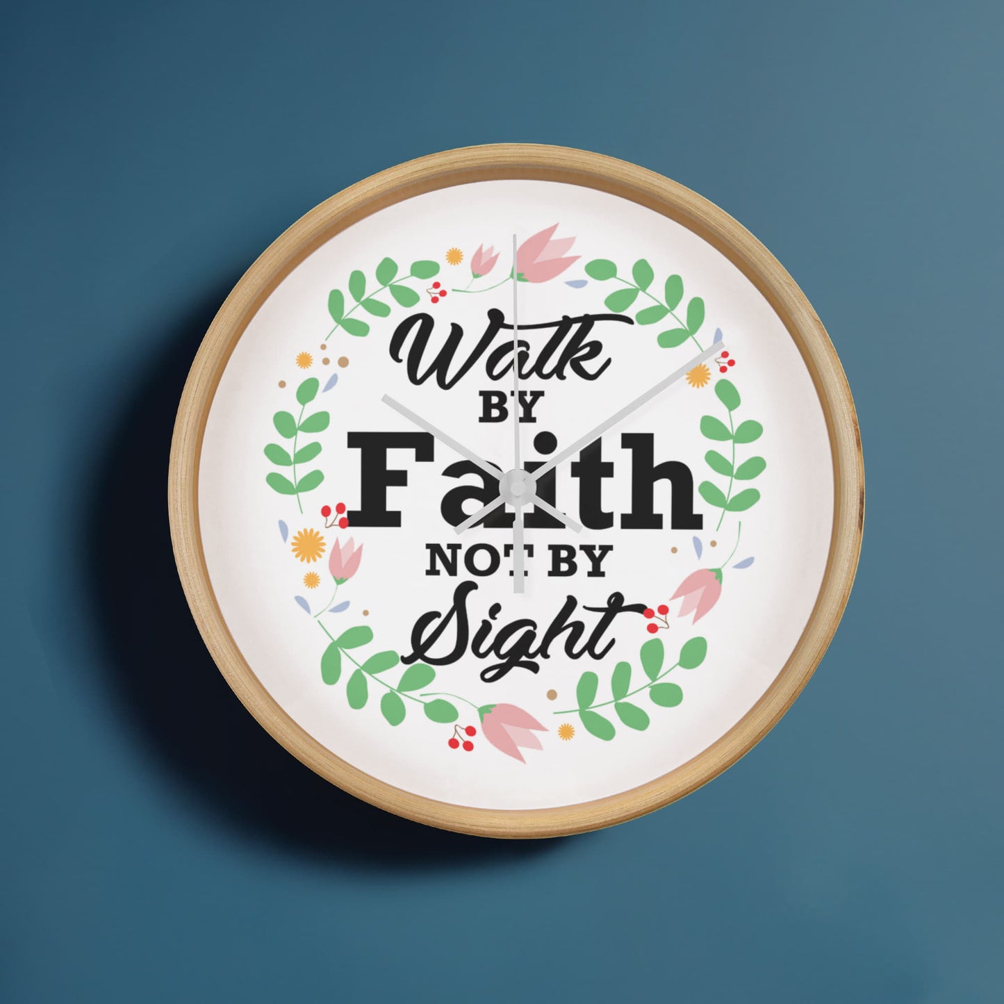 Walk By Faith Not By Sight - Wood Frame 10” Clock - Gift for Her - Gift for Him