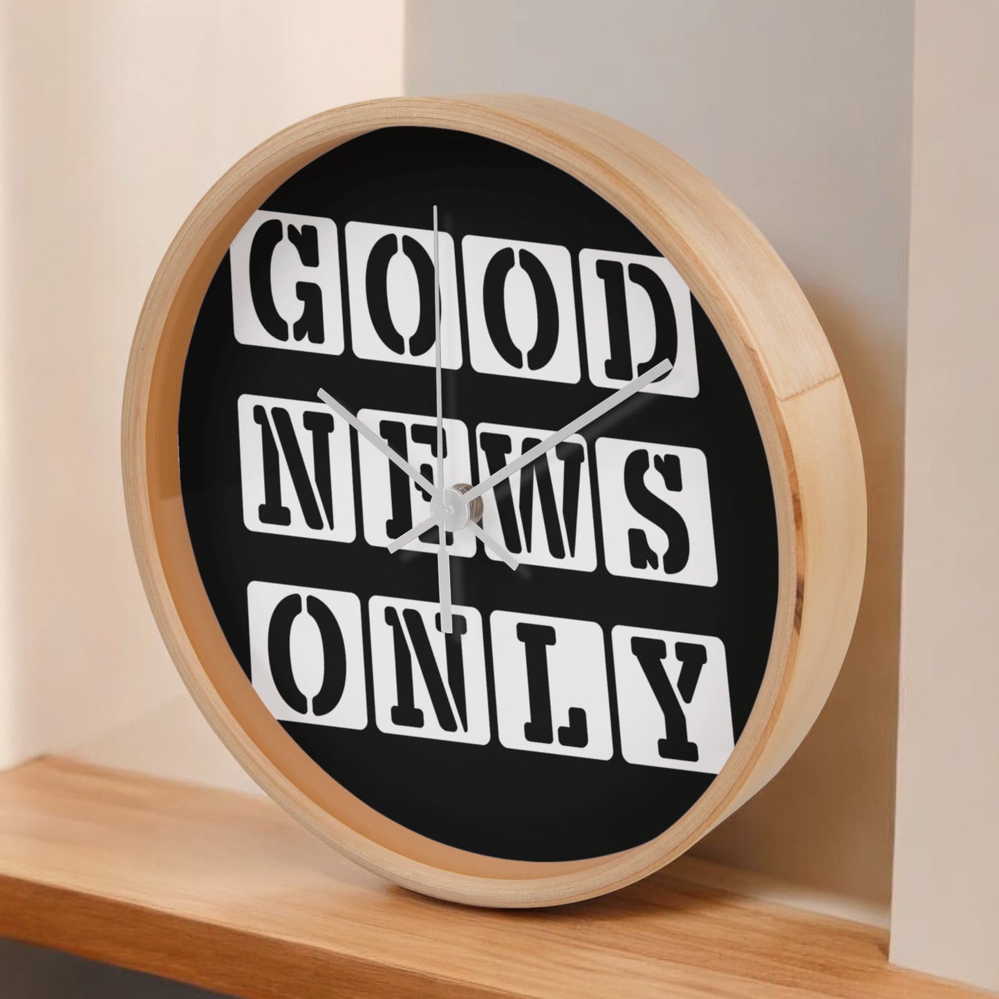 Good News Only (White) - Wooden Frame 10" Clock - Gift for Her - Gift for Him