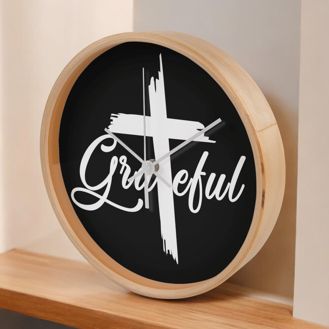 Grateful Wood Frame 10” Clock – Gift for Her - Gift for Him