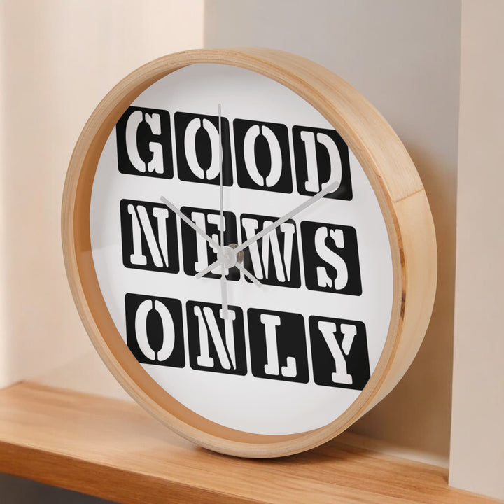 Good News Only (Black) Wooden Frame 10" Clock – Gift for Her - Gift for Him
