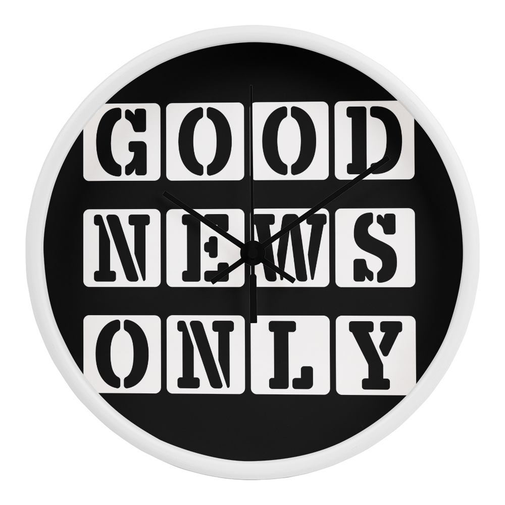 Good News Only (White) Wooden Frame 10" Clock – Gift for Her - Gift for Him