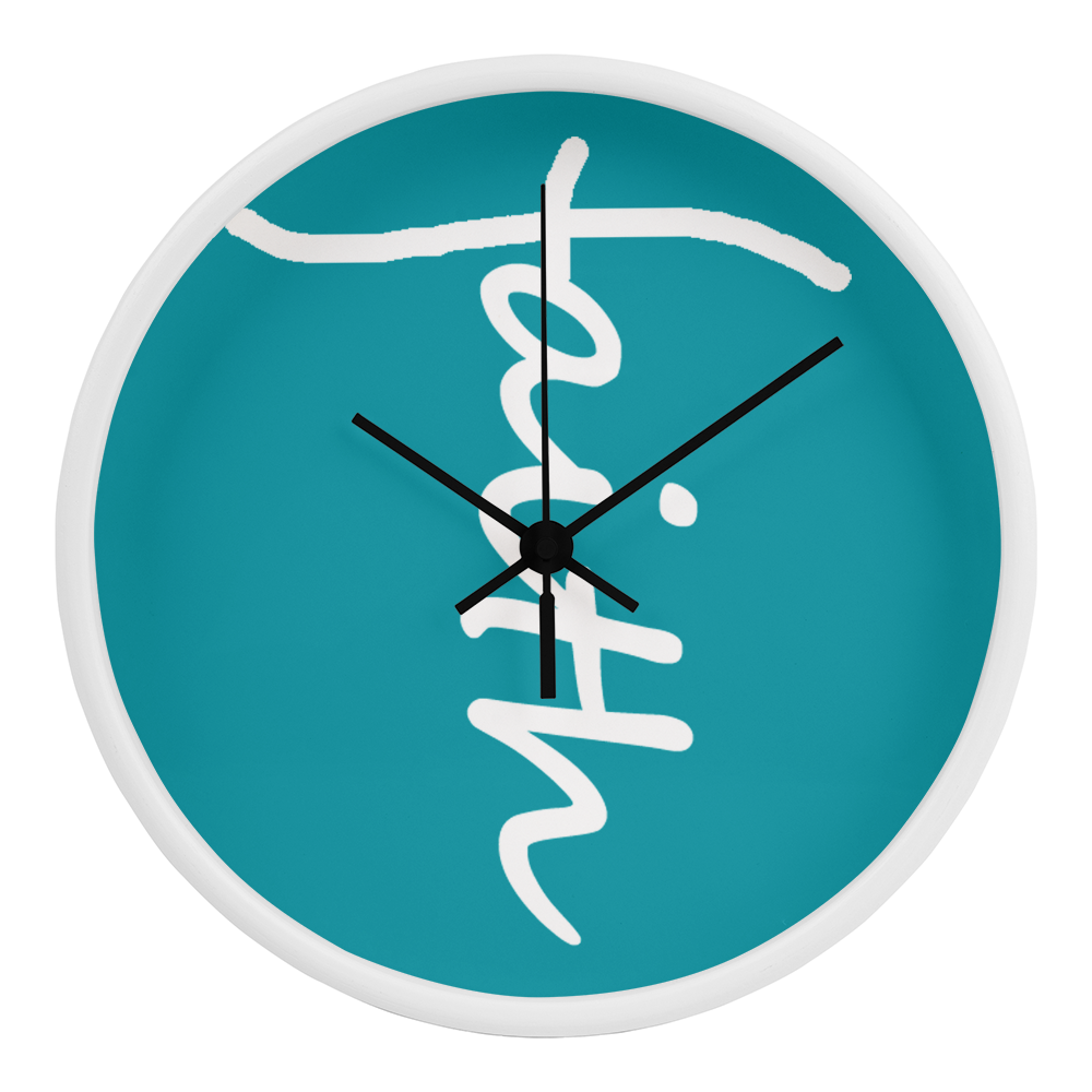 Faith (White) - Wood Frame 10” Clock - Gift for Her - Gift for Him