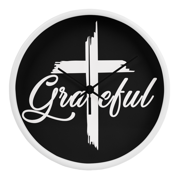 Grateful Wood Frame 10” Clock – Gift for Her - Gift for Him