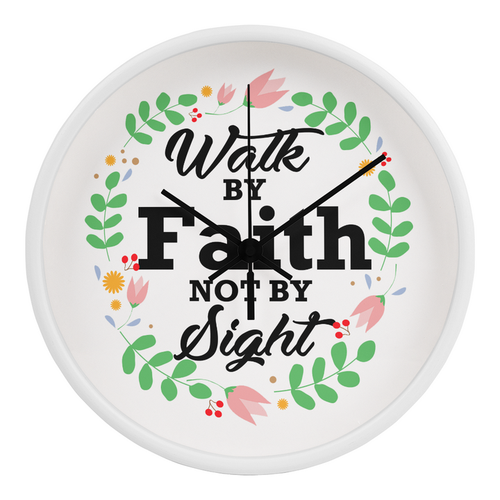 Walk By Faith Not By Sight Wood Frame Clock – Gift for Her - Gift for Him