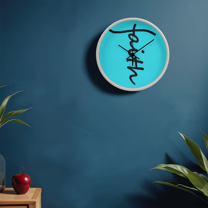 Faith (Black) – Wood Frame 10" Clock – Gift for Her – Gift for Him