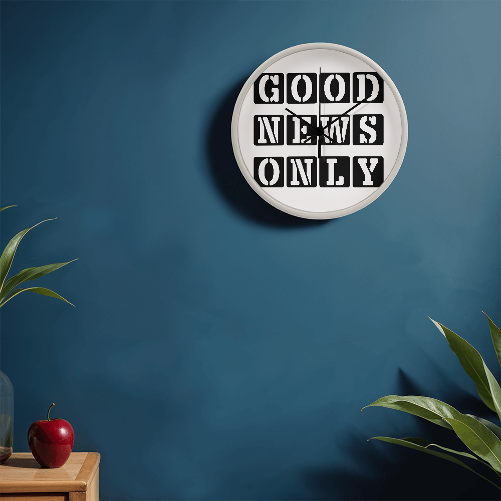 Good News Only (Black) Wooden Frame 10" Clock – Gift for Her - Gift for Him