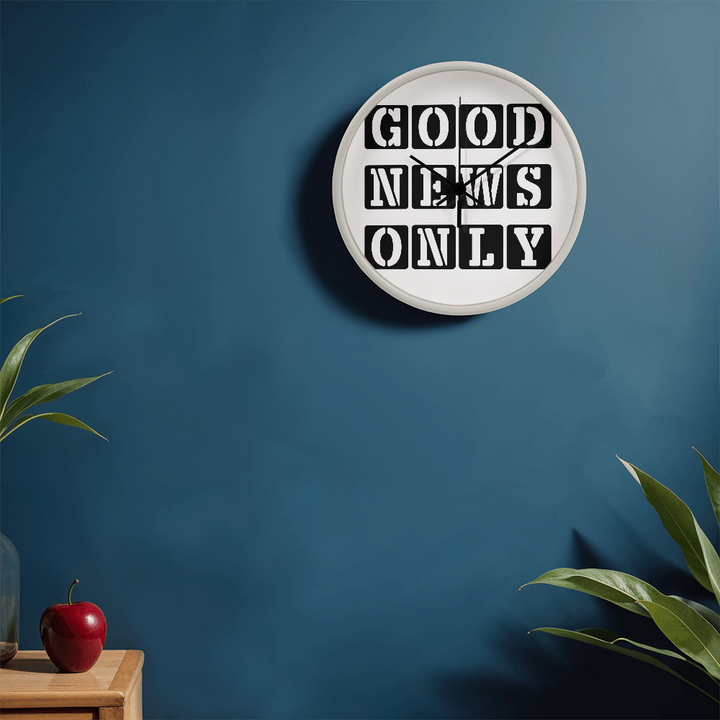 Good News Only (Black) Wooden Frame 10" Clock – Gift for Her - Gift for Him