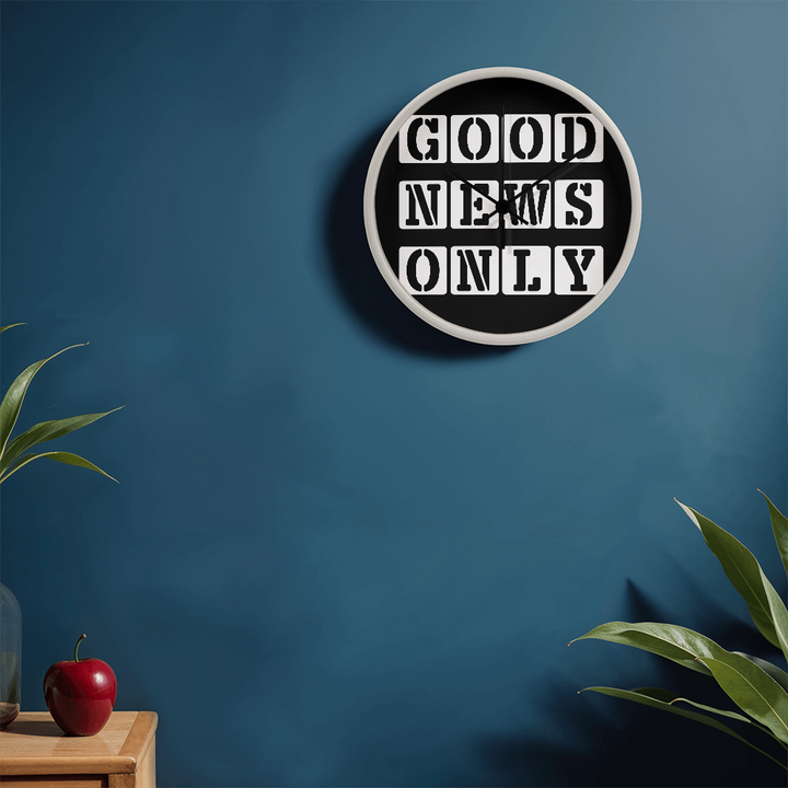 Good News Only (White) Wooden Frame 10" Clock – Gift for Her - Gift for Him
