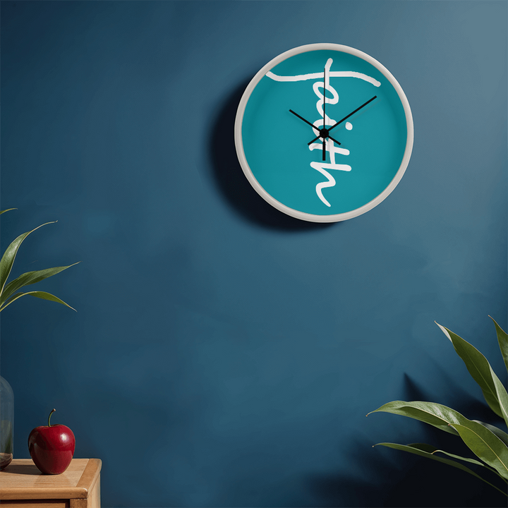 Faith (White) – Wood Frame 10" Clock – Gift for Her – Gift for Him