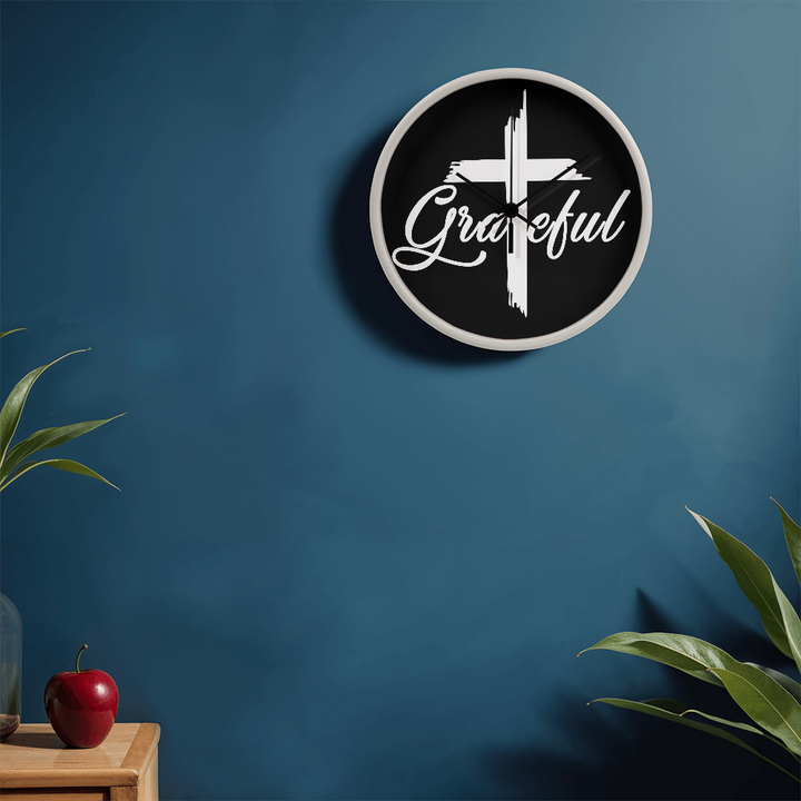 Grateful Wood Frame 10” Clock – Gift for Her - Gift for Him