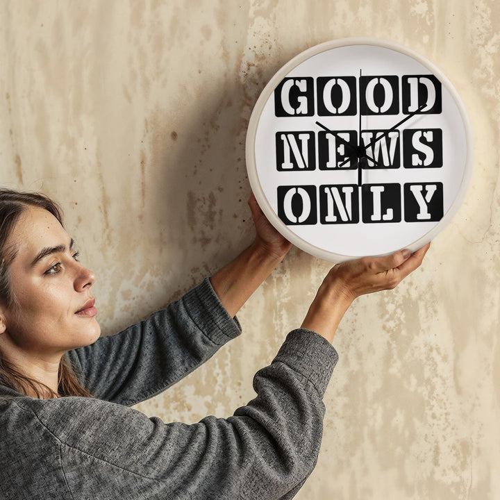 Good News Only (Black) Wooden Frame 10" Clock – Gift for Her - Gift for Him