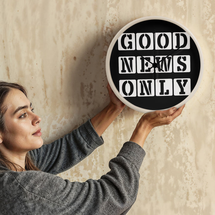 Good News Only (White) Wooden Frame 10" Clock – Gift for Her - Gift for Him
