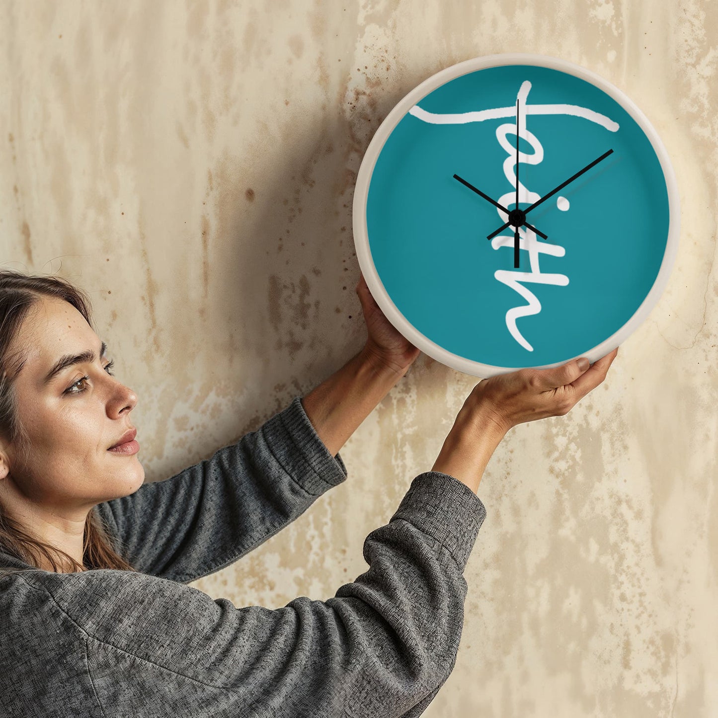 Faith (White) - Wood Frame 10” Clock - Gift for Her - Gift for Him