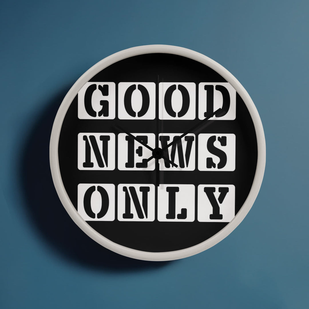 Good News Only (White) Wooden Frame 10" Clock – Gift for Her - Gift for Him