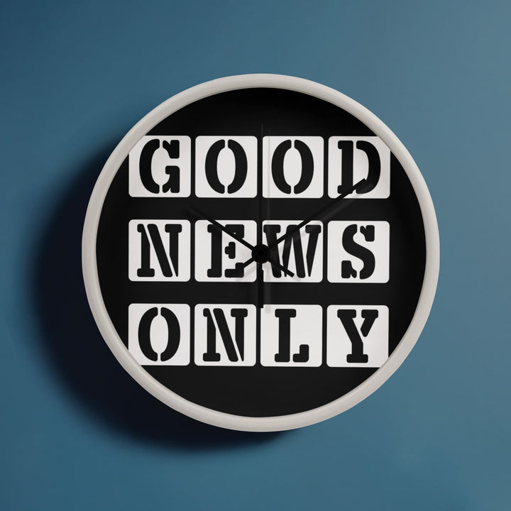 Good News Only (White) Wooden Frame 10" Clock – Gift for Her - Gift for Him