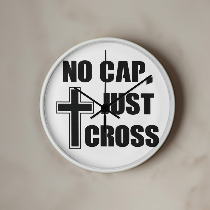 No Cap, Just Cross Wooden Frame 10" Clock – Gift for Her - Gift for Him