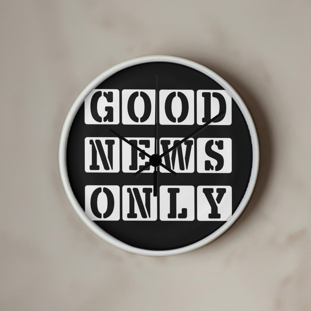 Good News Only (White) Wooden Frame 10" Clock – Gift for Her - Gift for Him