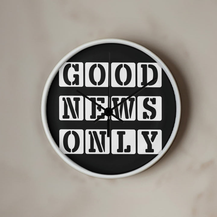 Good News Only (White) Wooden Frame 10" Clock – Gift for Her - Gift for Him