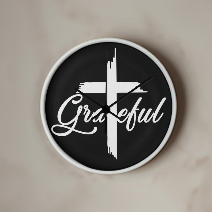 Grateful Wood Frame 10” Clock – Gift for Her - Gift for Him