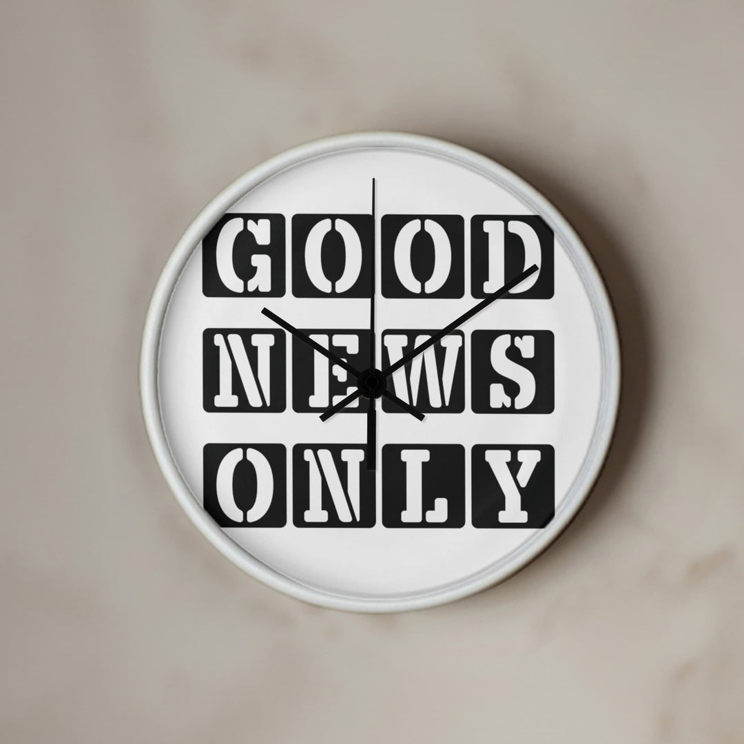 Good News Only (Black) Wooden Frame 10" Clock – Gift for Her - Gift for Him