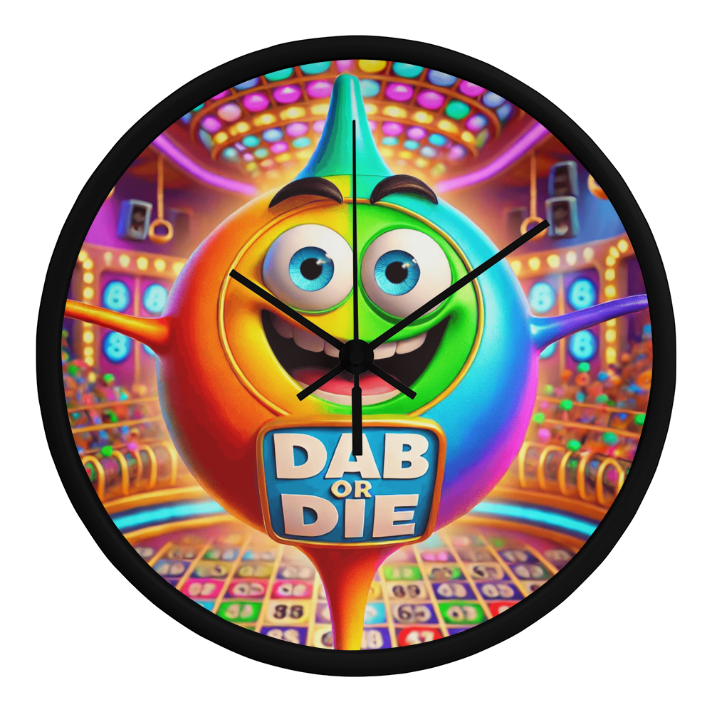 Dab Or Die 02 - Wood Frame 10” Clock - Gift for Her - Gift for Him