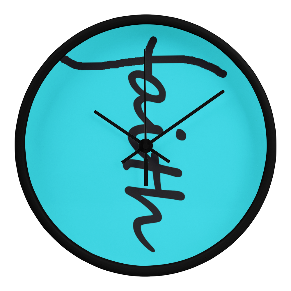 Faith (Black) - Wood Frame 10” Clock - Gift for Her - Gift for Him
