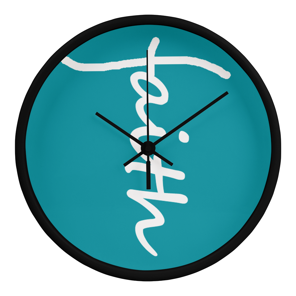 Faith (White) - Wood Frame 10” Clock - Gift for Her - Gift for Him