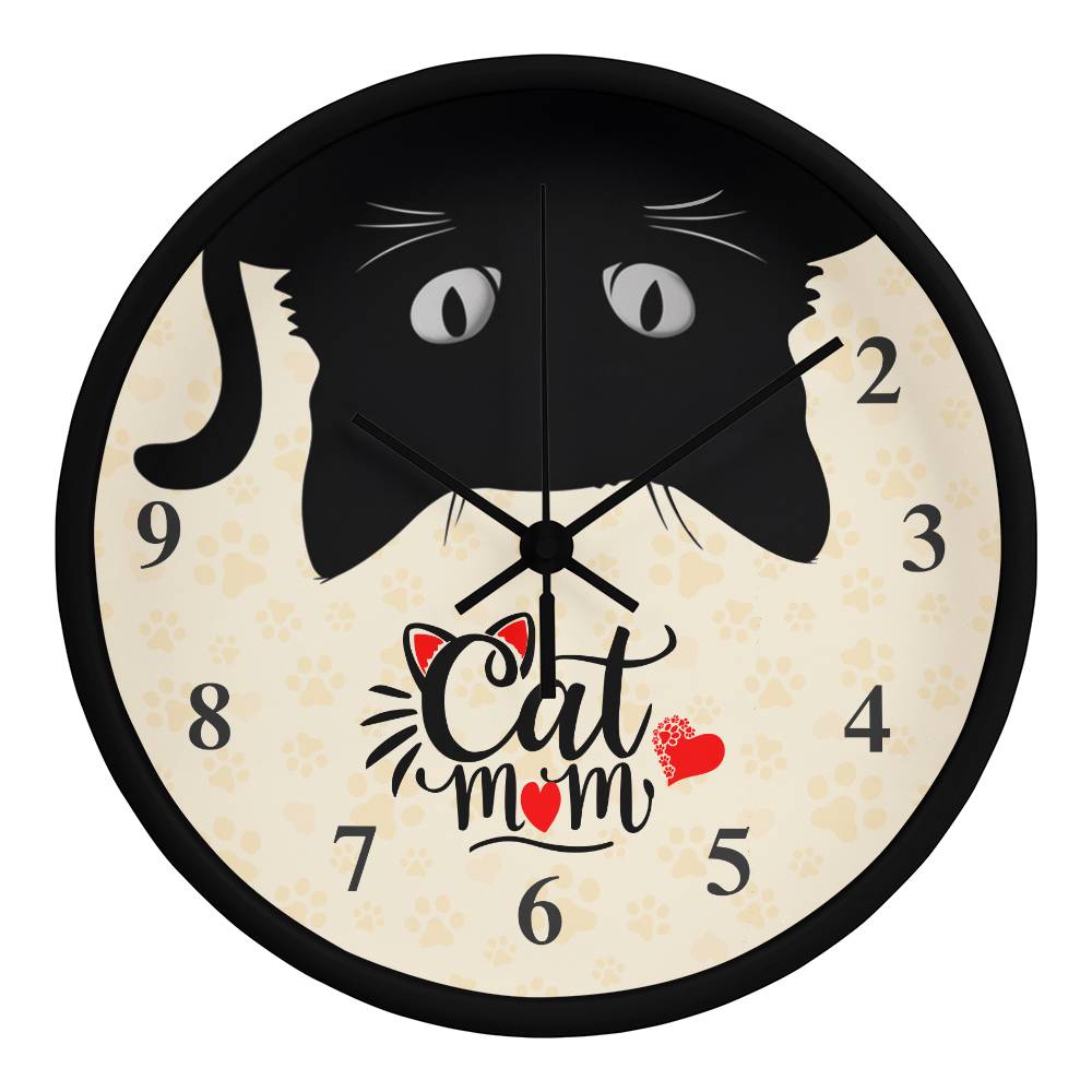 Cat Mom - Wooden Frame 10" Clock - Gift for Mom