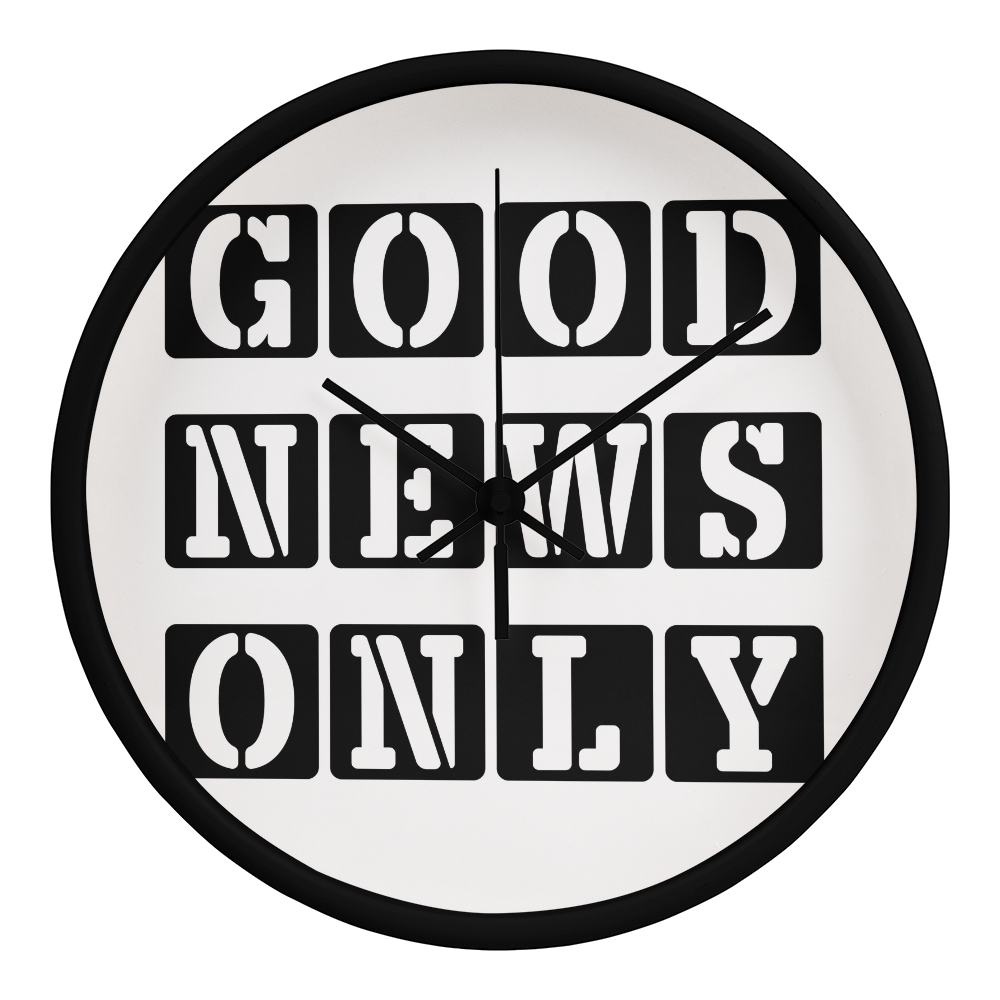 Good News Only (Black) Wooden Frame 10" Clock – Gift for Her - Gift for Him