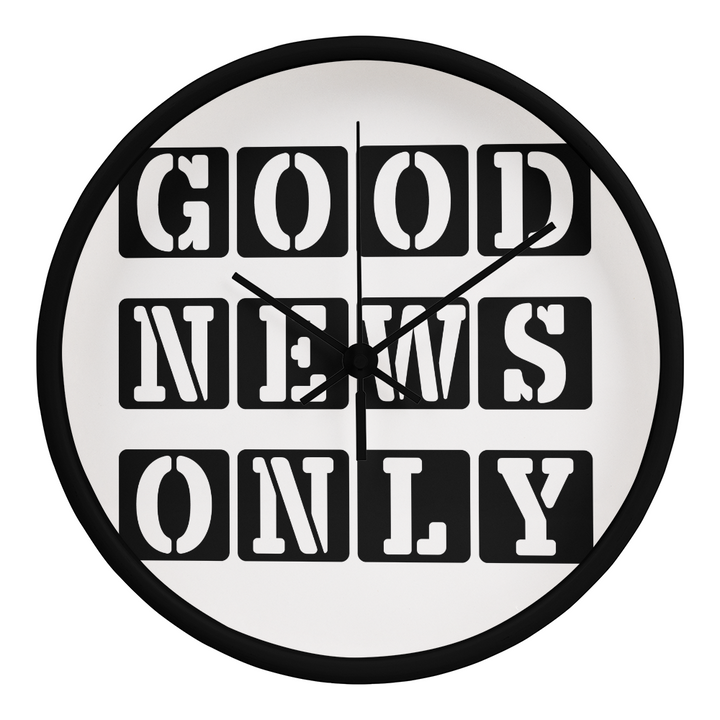 Good News Only (Black) Wooden Frame 10" Clock – Gift for Her - Gift for Him