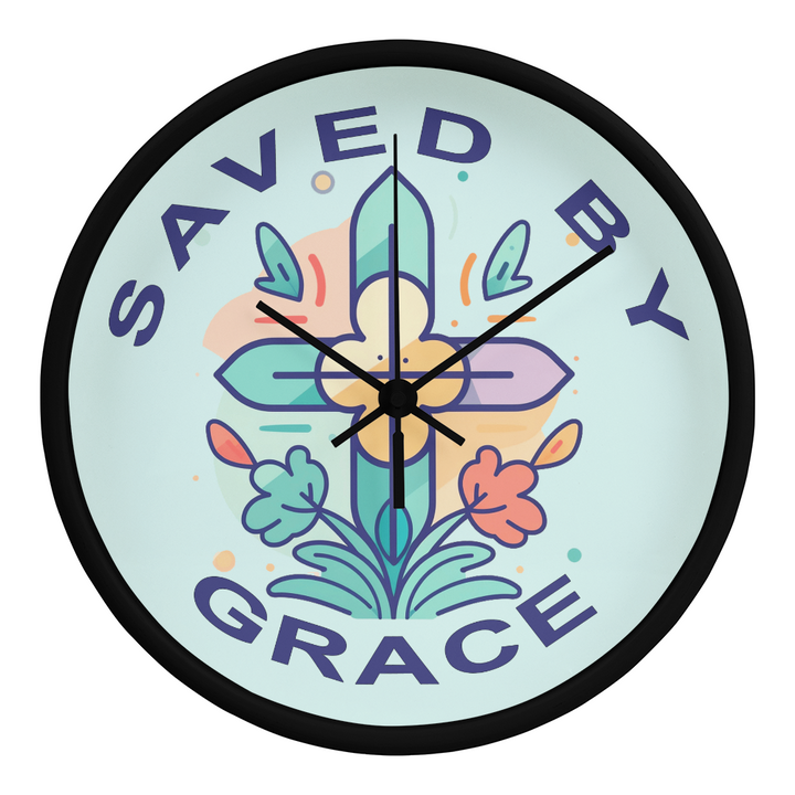 Saved By Grace Wood Frame 10” Clock – Gift for Her