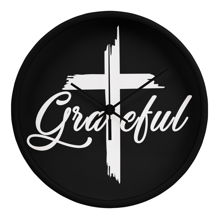 Grateful Wood Frame 10” Clock – Gift for Her - Gift for Him