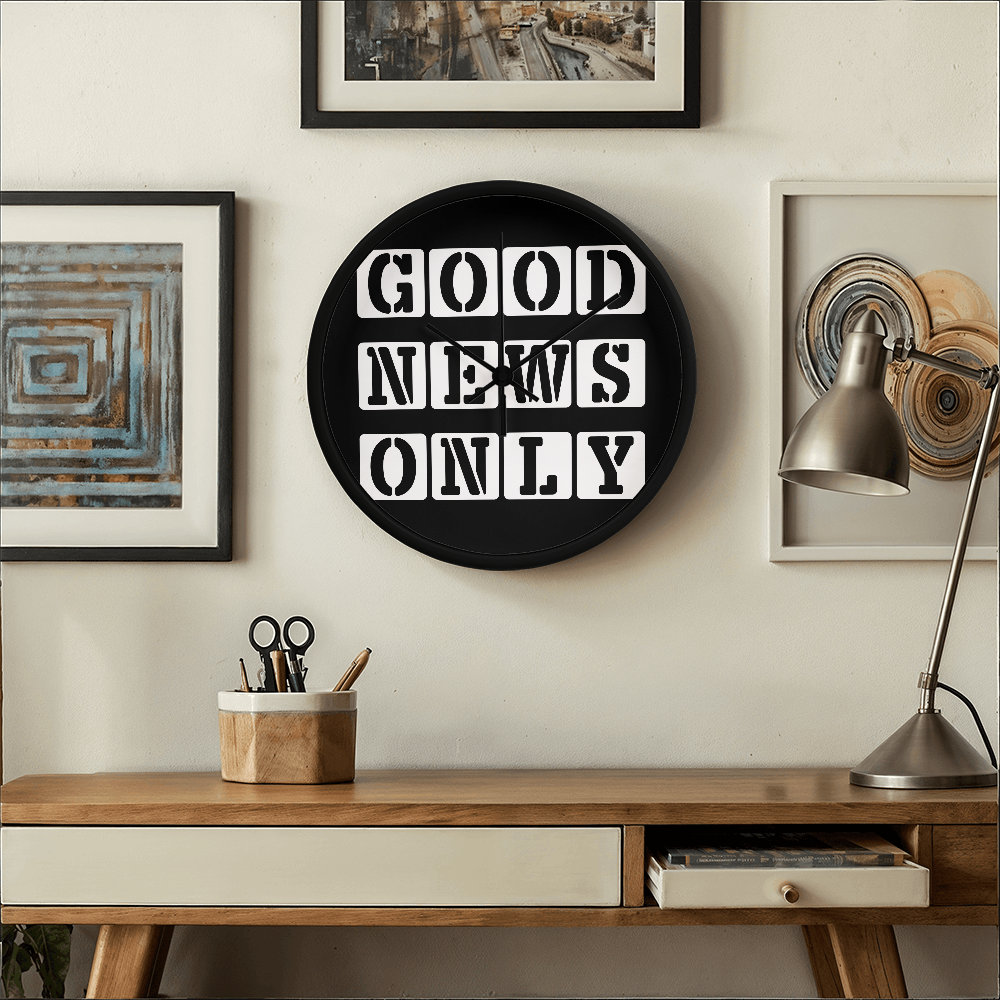 Good News Only (White) - Wooden Frame 10" Clock - Gift for Her - Gift for Him