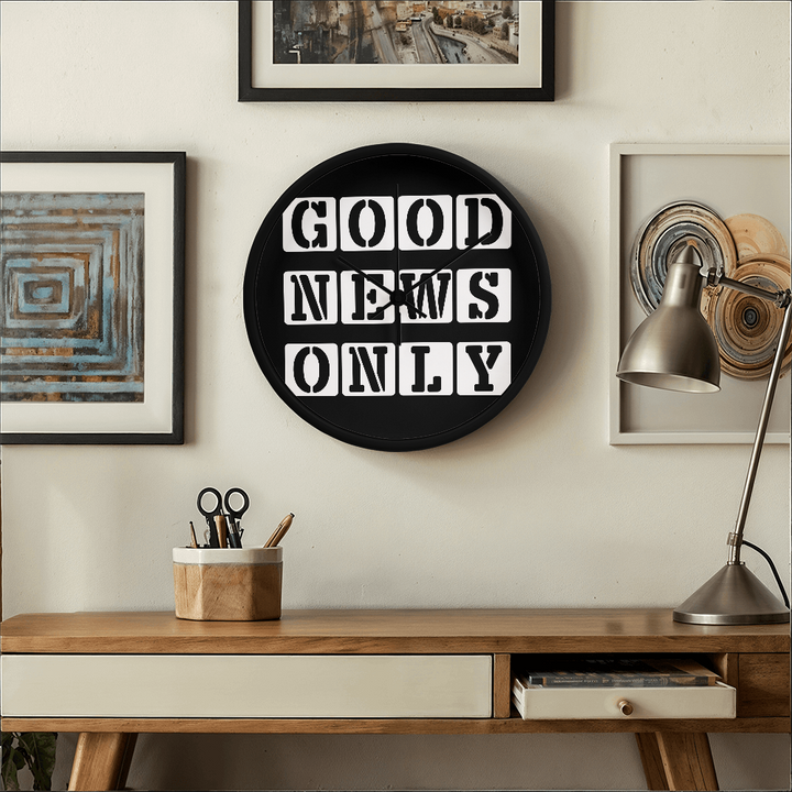 Good News Only (White) Wooden Frame 10" Clock – Gift for Her - Gift for Him