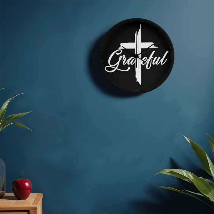 Grateful Wood Frame 10” Clock – Gift for Her - Gift for Him