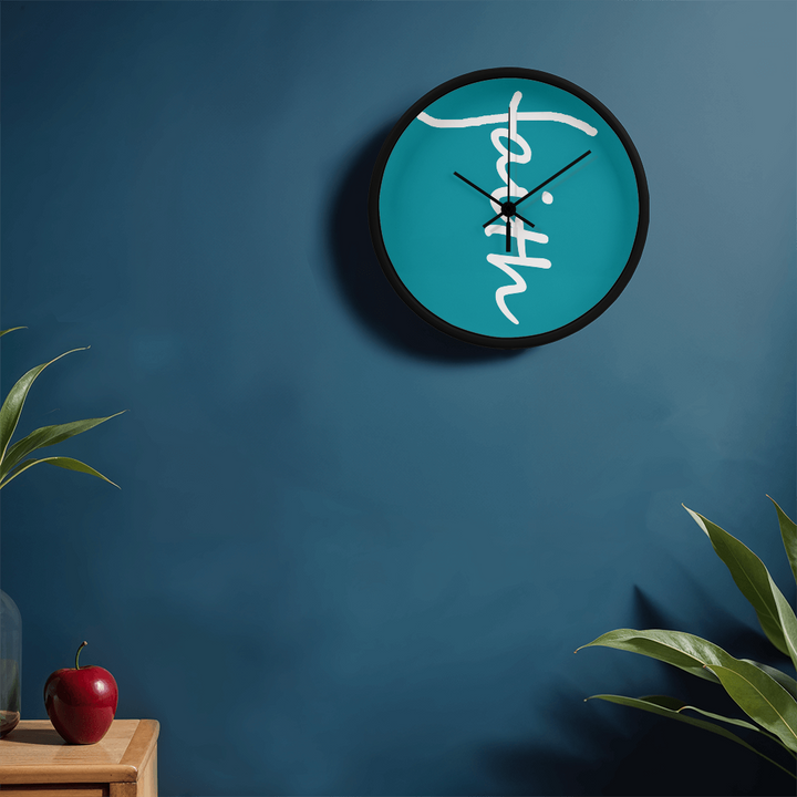 Faith (White) – Wood Frame 10" Clock – Gift for Her – Gift for Him