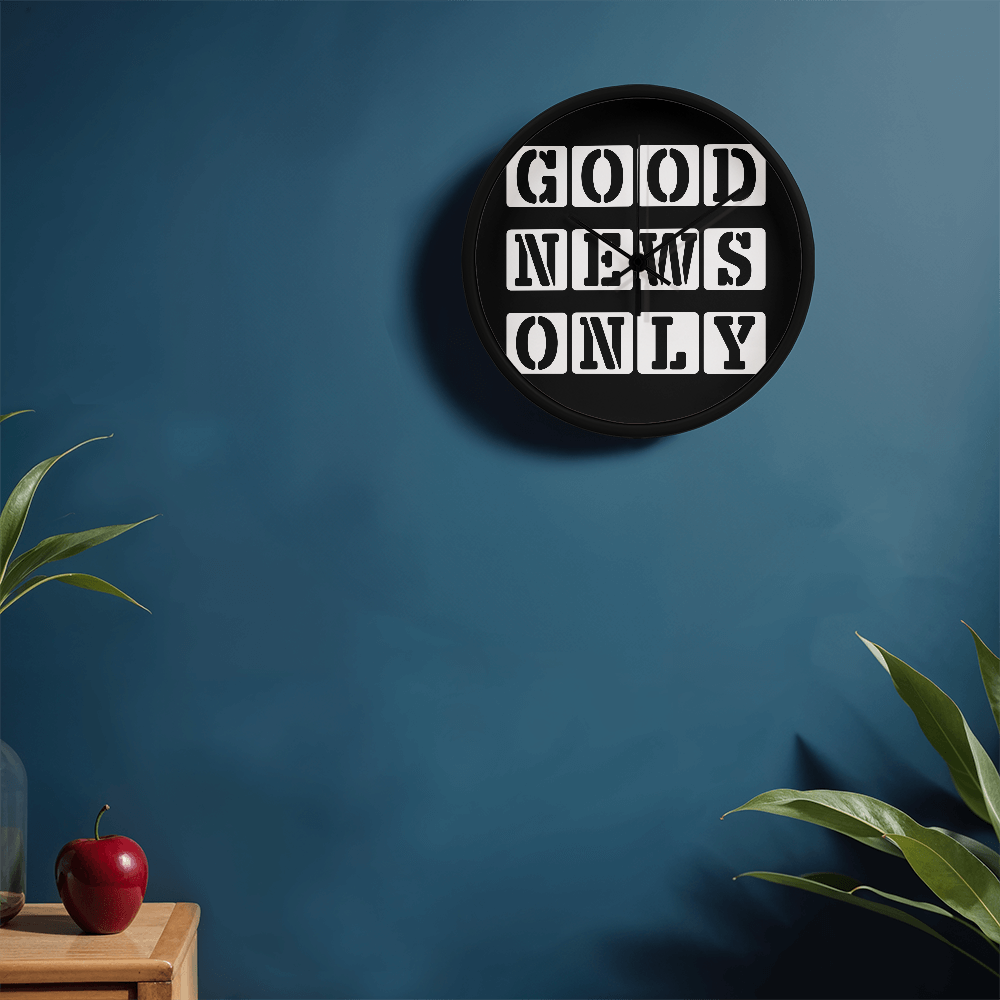 Good News Only (White) - Wooden Frame 10" Clock - Gift for Her - Gift for Him