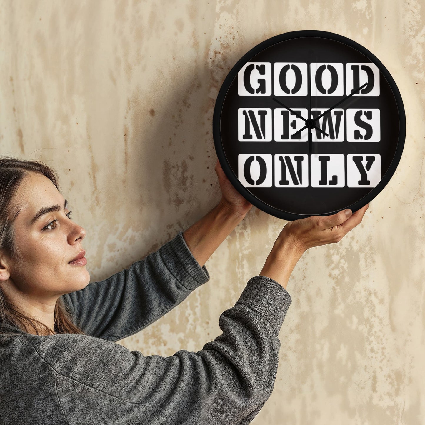 Good News Only (White) - Wooden Frame 10" Clock - Gift for Her - Gift for Him