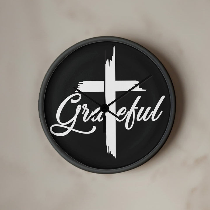 Grateful Wood Frame 10” Clock – Gift for Her - Gift for Him