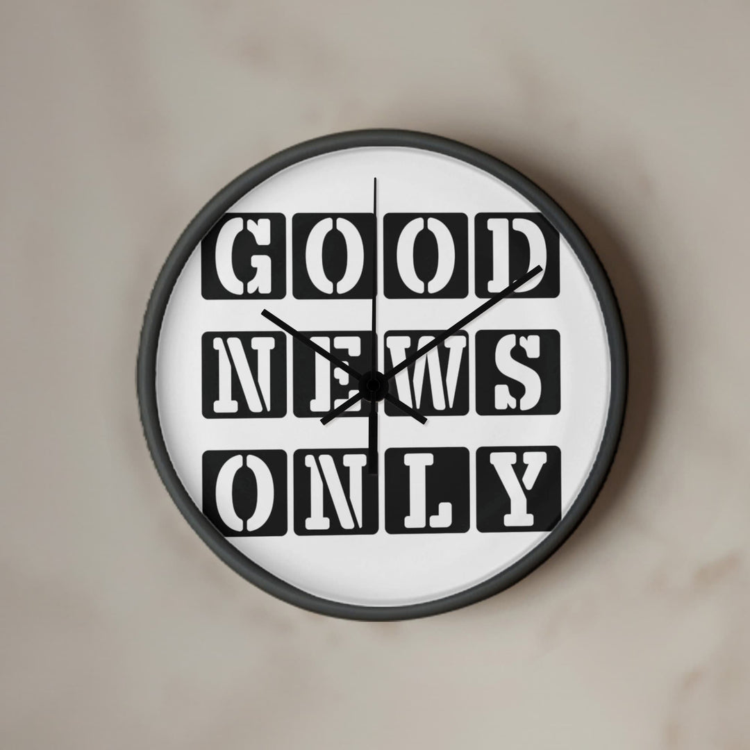 Good News Only (Black) Wooden Frame 10" Clock – Gift for Her - Gift for Him
