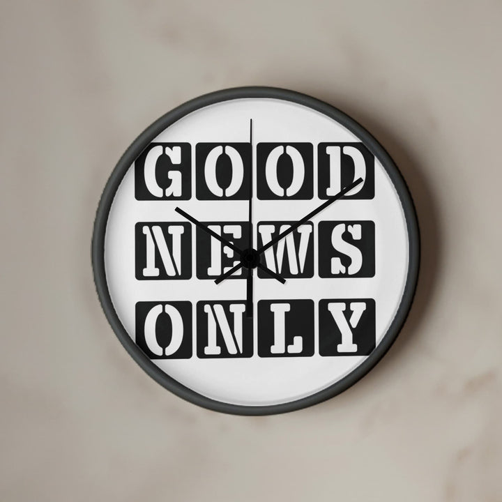 Good News Only (Black) Wooden Frame 10" Clock – Gift for Her - Gift for Him