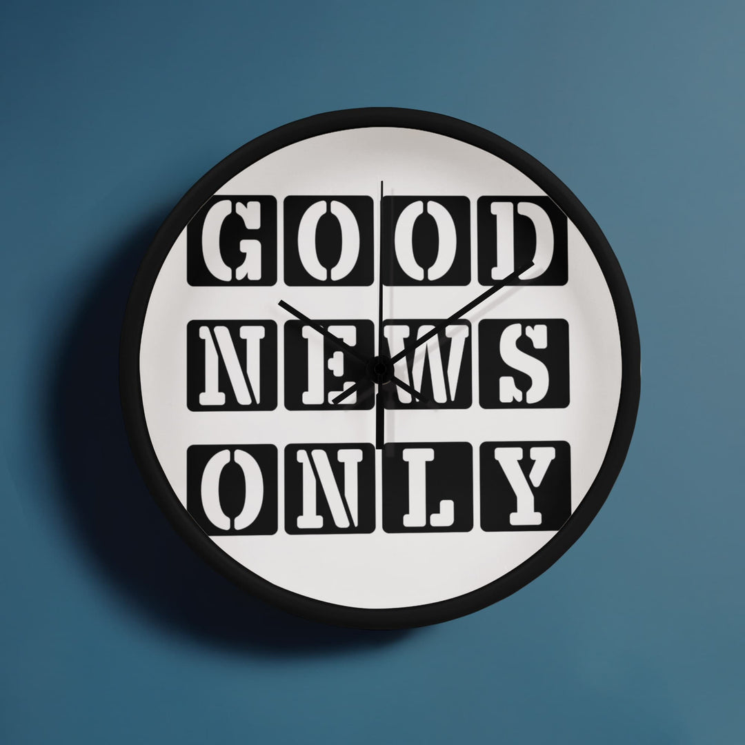 Good News Only (Black) Wooden Frame 10" Clock – Gift for Her - Gift for Him