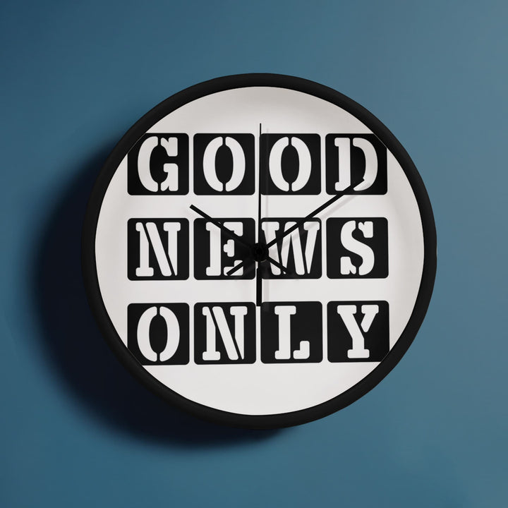 Good News Only (Black) Wooden Frame 10" Clock – Gift for Her - Gift for Him